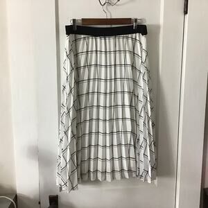 C by One Window Pane Black & White Plaid Pleated Skirt